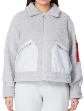 NWT Eleven Paris Fuzzy Sherpa Full Zip Jacket - Ice Blue Gray - Size Medium